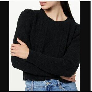 The Drop Women's Gloria Puff Sleeve Cable-Knit Sweater in Black, Size Small NWT